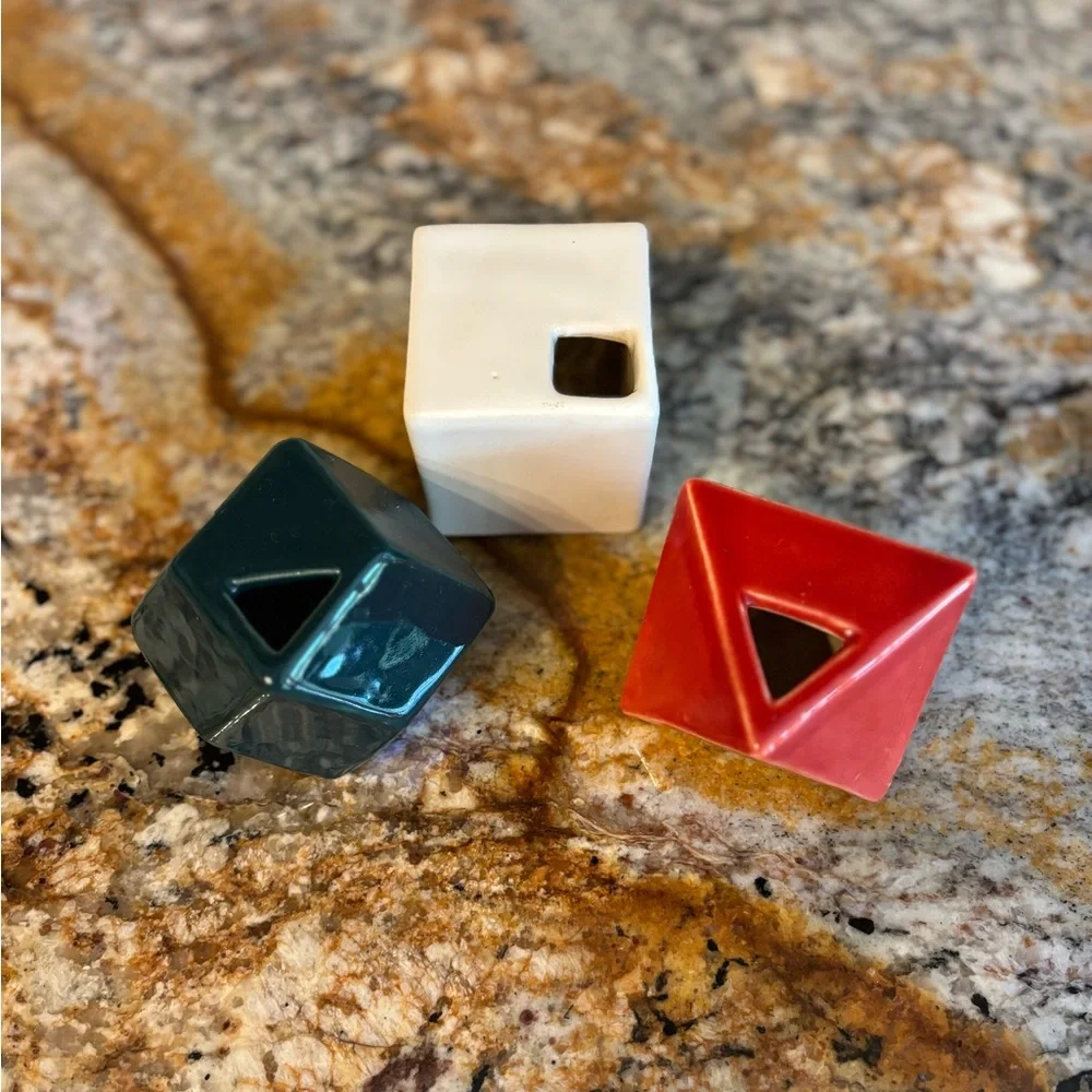 Set of Three West Elm Geometric Vases